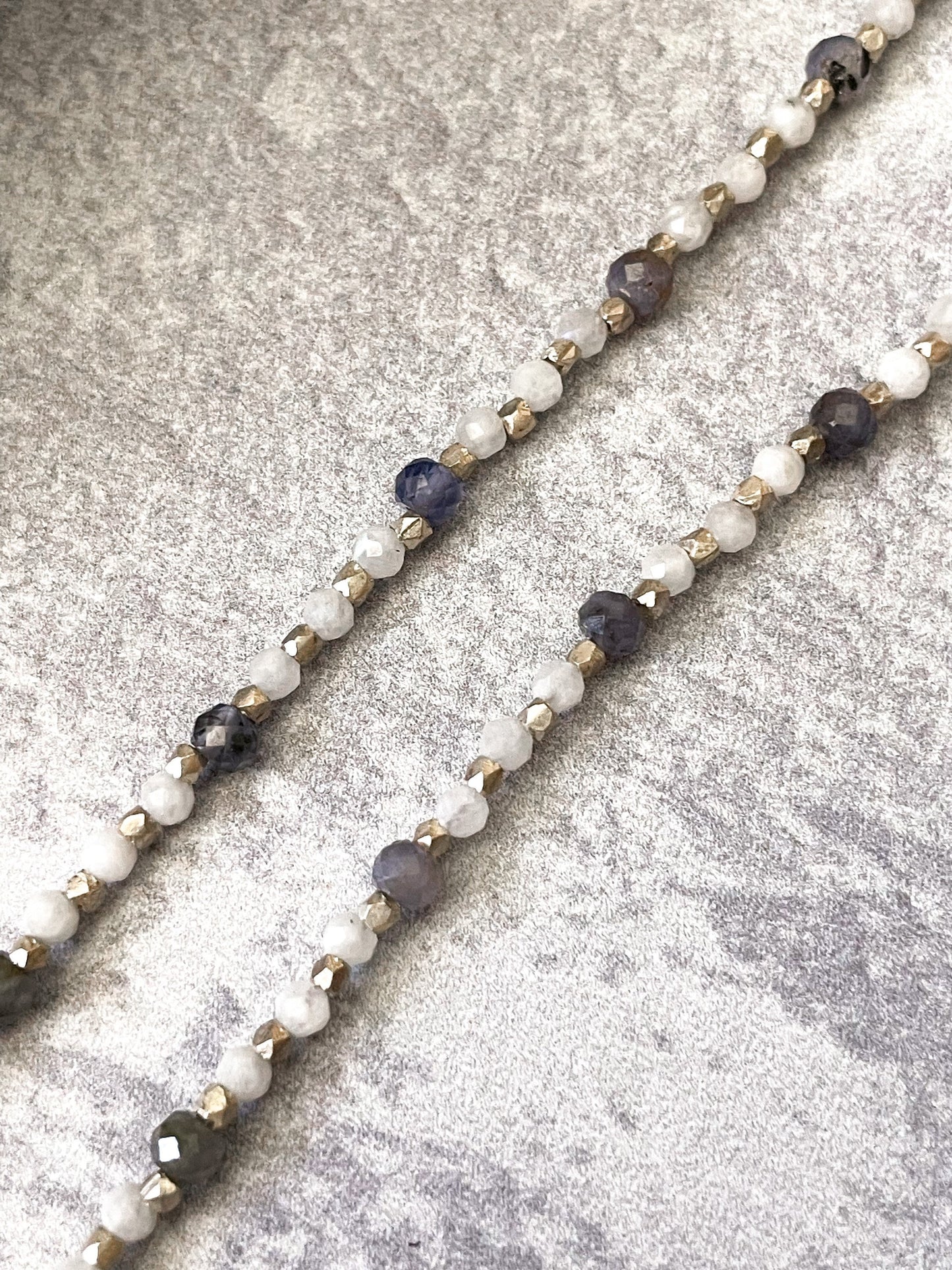 Sapphire and Moonstone Evil Eye Heart Beaded Necklace