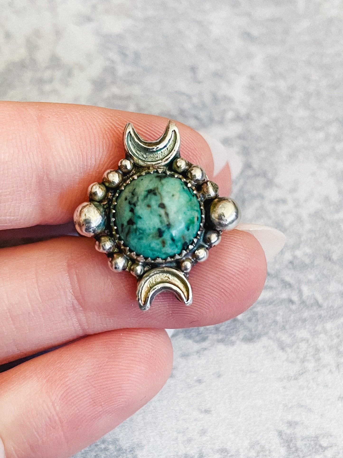 African Turquoise Sterling Silver Ring Size 7