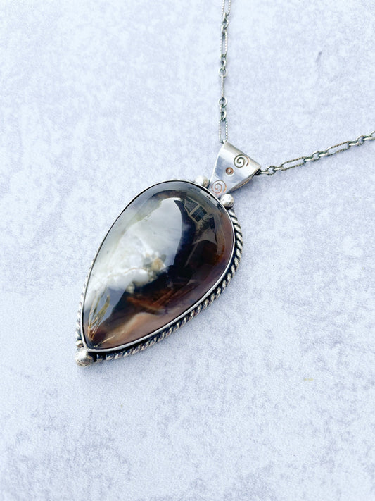 Petrified Wood Sterling Silver Statement Necklace